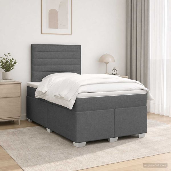 vidaXL Posteľ boxspring s matracom Tmavosivá 120 x 190 cm Látka