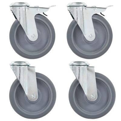 vidaXL Otočné kolieska s otvorom na skrutku 4 ks 125 mm