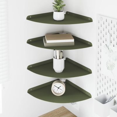 vidaXL Závesná polica s poličkou 4 pcs Olivovo zelená 30 x 30 x 2 cm