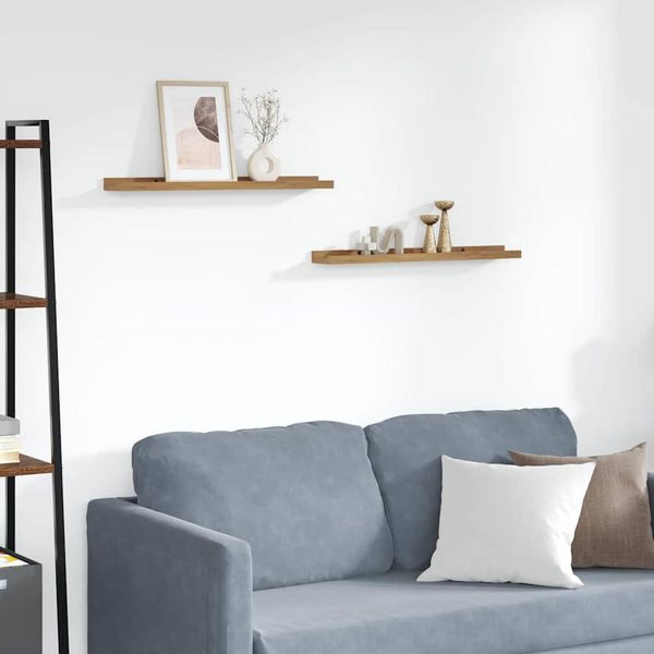 vidaXL Stenná polica 2 pcs Hnedá 60 x 9 x 3 cm Kompozitné drevo