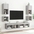 vidaXL TV nástenné skrinky s LED svetlami 2ks sivá sonoma 30x28,5x30cm