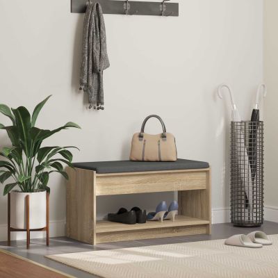 vidaXL Predsieňová lavica s vankúšom Sonoma dub 83 x 38 x 45 cm