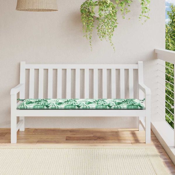 vidaXL Podložka na lavičku Vzor listov 200 x 50 x 3 cm Oxfordská látka