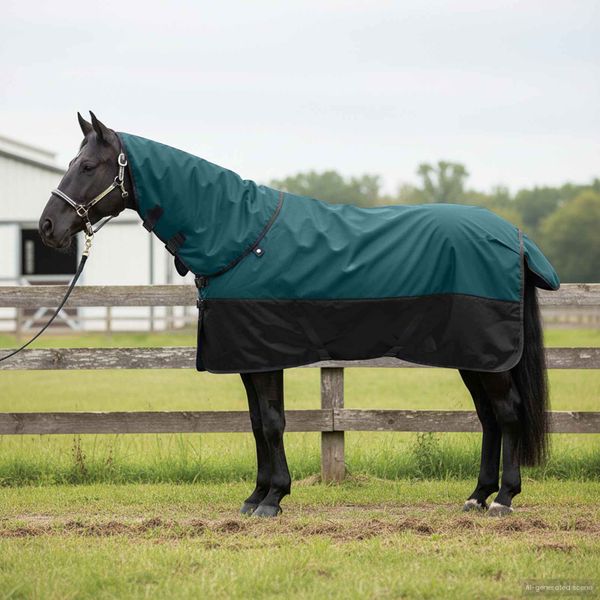 vidaXL Plášť pre kone Tmavozelená a čierna 85 cm Polyester
