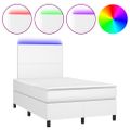 vidaXL Boxspring posteľ s matracom a LED biela 120x200 cm umelá koža