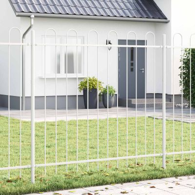 vidaXL Záhradný plot 2 pcs Biela 3,4 x 1,2 m Práškovaná oceľ