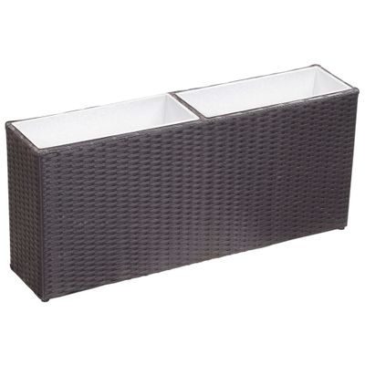 vidaXL Vyvýšený záhradný záhon+2 nádoby 90x20x40 cm, polyratan, čierny