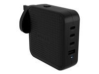 Sieťový adaptér - GaN - 100 Wh - QC 3.0, Power Delivery 3.0 + PPS - 4 výstupné konektory (USB, 3× USB-C) - čierny