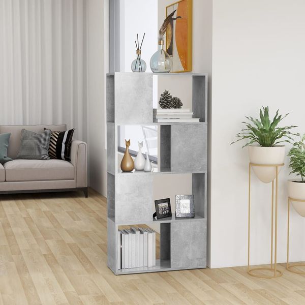 vidaXL Knižnica/deliaca stena betónová sivá 60x24x124,5 cm drevotrieska