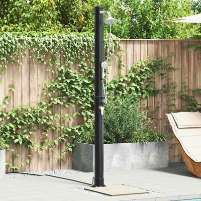 vidaXL Exteriérová slnečná sprcha Čierna 217 cm PVC a hliník