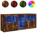 vidaXL Komoda s LED svetlami dymový dub 162x37x67 cm
