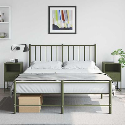 vidaXL Nočné stolíky 2 ks olivovozelené 36x39x60,5 cm oceľ