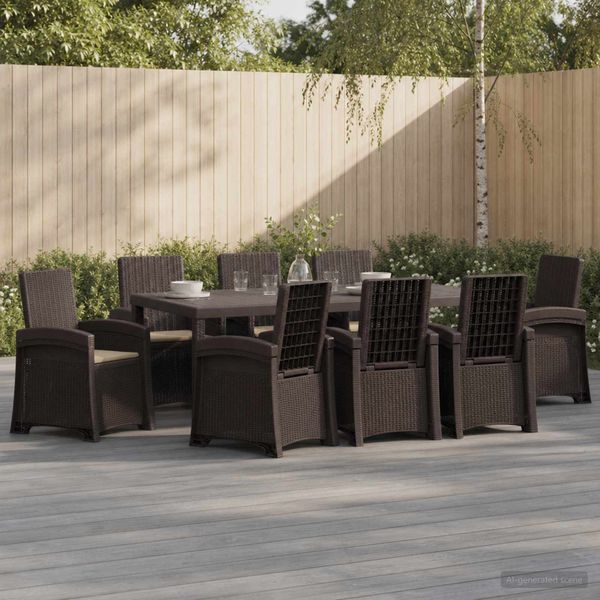vidaXL Záhradný jedálenský set 9 ks Hnedá a sivohnedá PP
