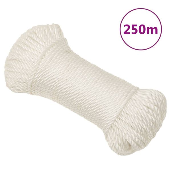 vidaXL Pracovné lano biele 3 mm 250 m polypropylén