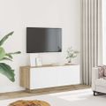 vidaXL TV skrinka biela a dub sonoma 100x35x40 cm drevotrieska