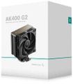 DEEPCOOL chladič AK400 G2 / 120mm fan / 4x heatpipes / PWM / pro Intel i AMD Procesorový chladic, 4× heatpipe O6 mm, 120mm ventilátor, hydraulické ložisko, TDP 220W, Intel/AMD, cerný