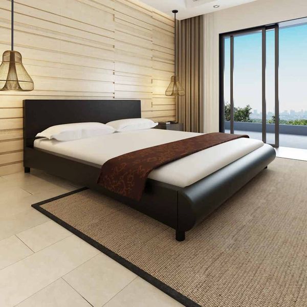vidaXL Posteľ s matracom, čierna, umelá koža 180x200 cm