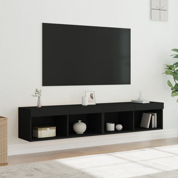 vidaXL TV skrinky s LED svetlami 2 ks čierne 80x30x30 cm