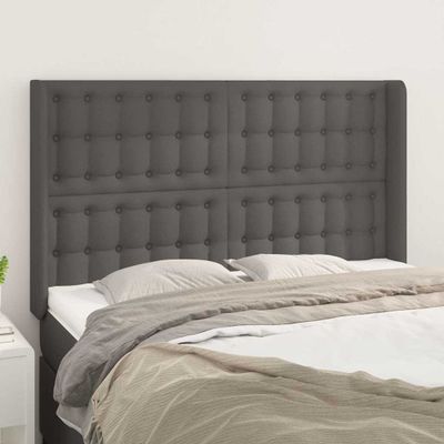 vidaXL Čelo postele so záhybmi sivé 147x16x118/128 cm umelá koža