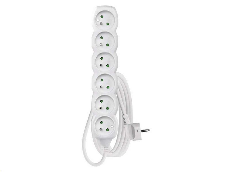 Prodlužovací kabel EMOS P0613R / 3 m / 6 zásuvek / bílý / PVC / 1,5 mm2