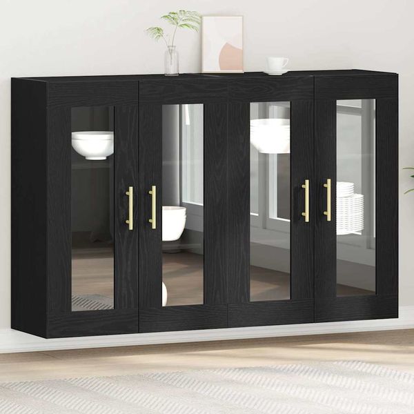 vidaXL Nástenné skrinky 2 pcs Čierny dub 69,5 x 34 x 90 cm
