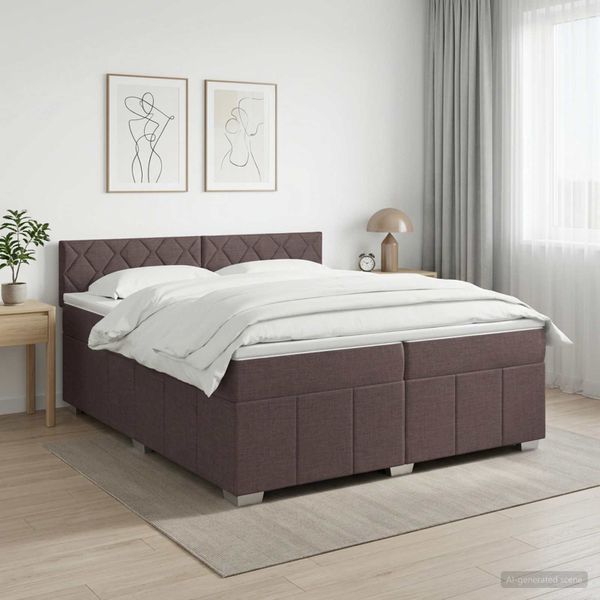 vidaXL Posteľ boxspring s matracom Tmavohnedá 200 x 200 cm Látka