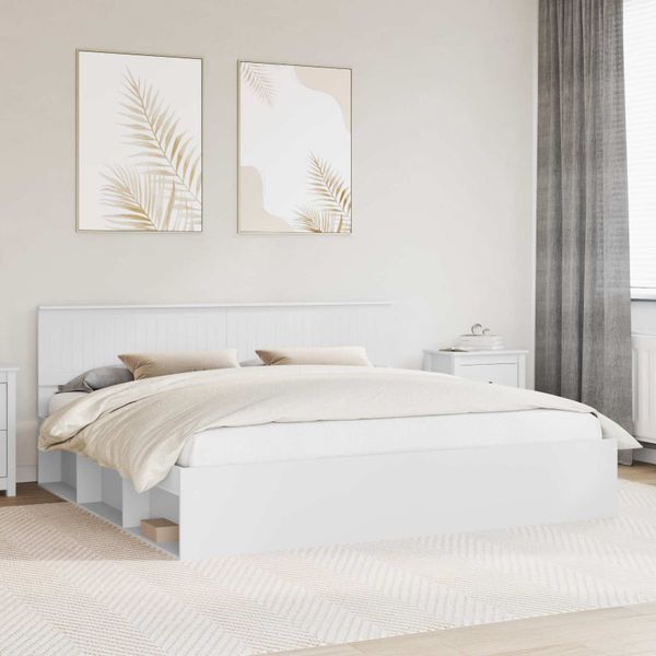 vidaXL Rám postele Biela 200 x 200 cm Masívne borovicové drevo