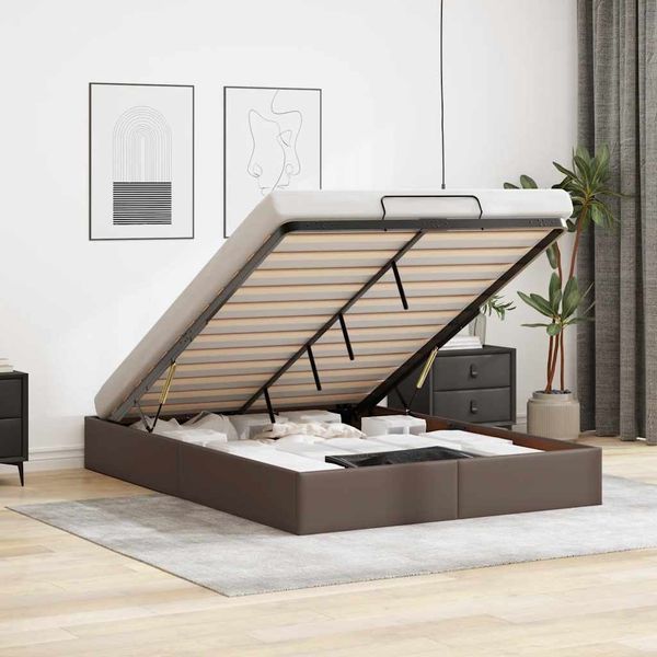 vidaXL Osmanský rám postele bez matraca hnedá 140x190 cm umelá koža
