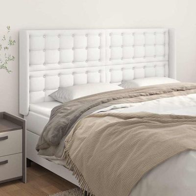 vidaXL Čelo postele so záhybmi biely 203x16x118/128 cm umelá koža