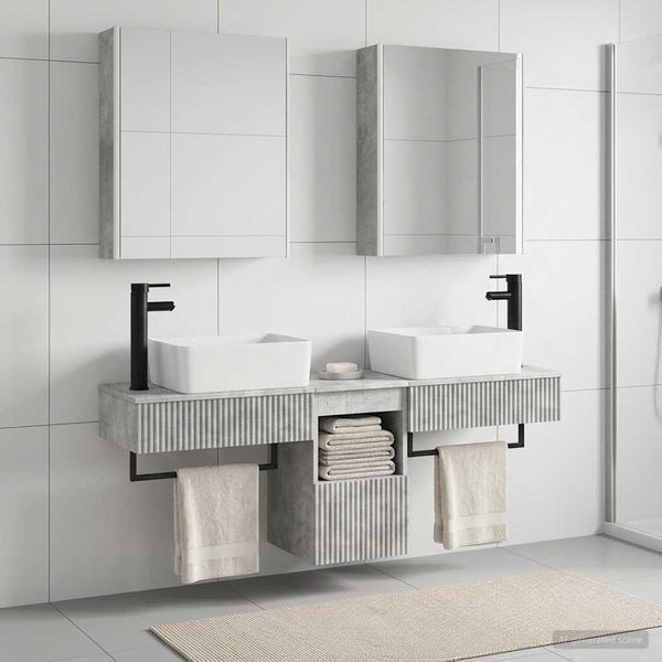 vidaXL Set kabinetov do kúpeľne 5 pcs Betónovo sivá 53 x 15,5 x 70 cm