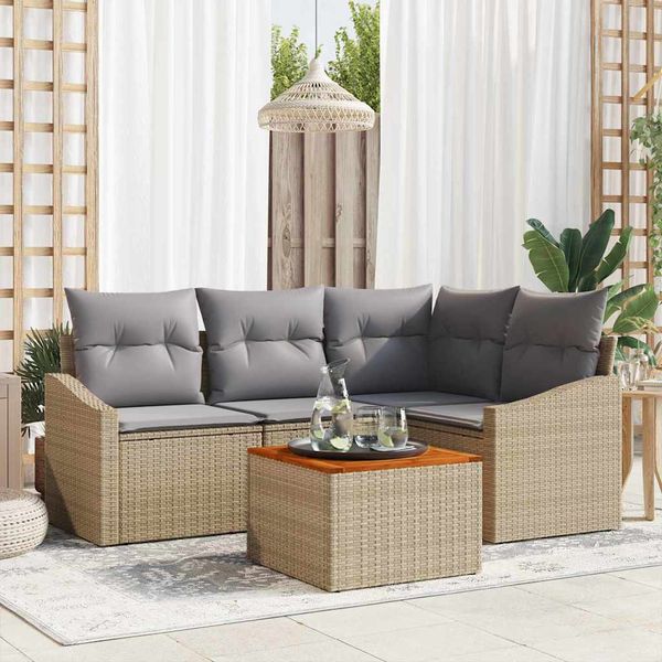 vidaXL Súprava záhradných pohoviek 5 pcs Beige a svetlo šedá polyratan