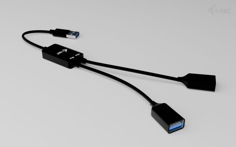 i-tec USB-A Cable HUB 2 port (2x USB-A) USB Hub, externí, 2× USB 3.0, LED indikace, 10cm kabel, cerný