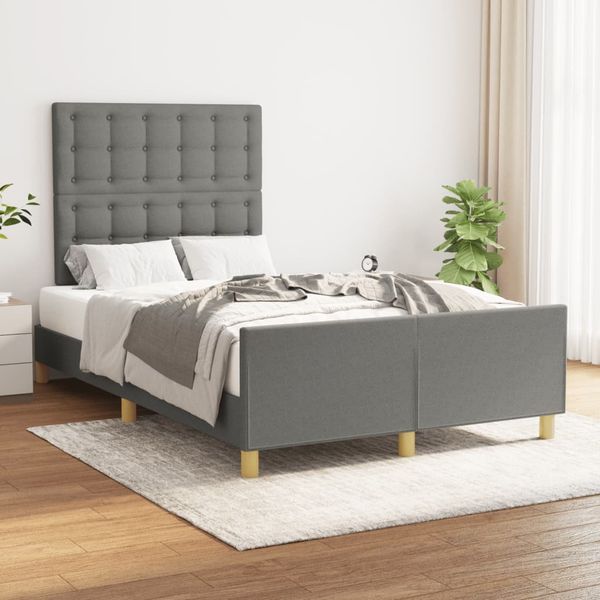 vidaXL Posteľ bez matraca tmavosivá 120x190 cm látka