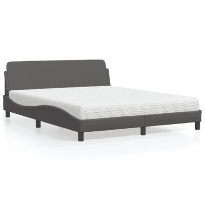 vidaXL Posteľ s matracom Dover sivá 160x200 cm umelá koža