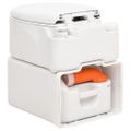 vidaXL Integrované kempingové WC biele 24+17 l HDPE a smalt
