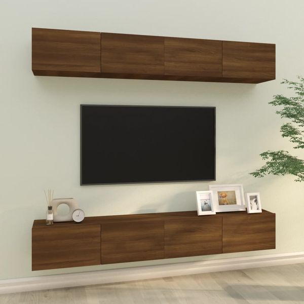 vidaXL Nástenné TV skrinky 4 ks hnedý dub sonoma 100x30x30 cm