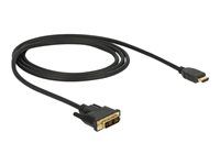 Adaptérový kábel - jeden spoj - DVI-D samec na HDMI samec - 1 m - trojité tienenie - čierna - krídlové skrutky