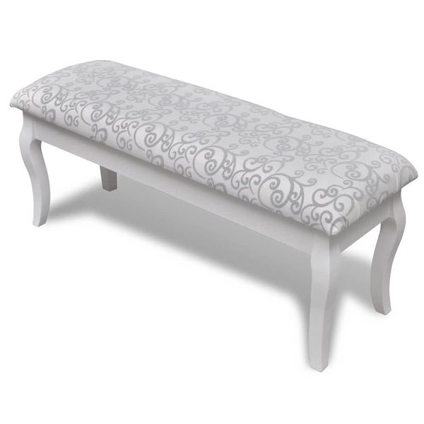 Čalúnená lavica k toaletnému stolíku, 2-miestna, biela 110 cm