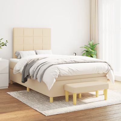 vidaXL Boxspring posteľ s matracom krémový 120x200 cm látka