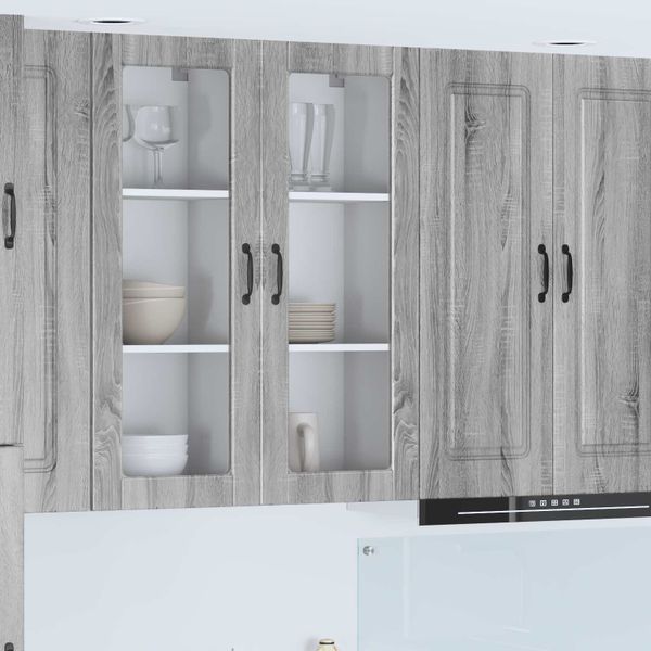 vidaXL Nástenný sklenený kabinet PORTO Sivý Sonoma 40 x 31 x 100 cm