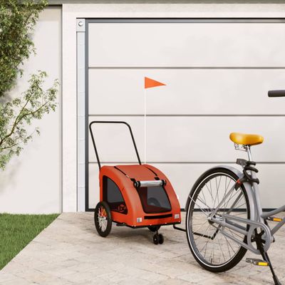 vidaXL Cyklovozík pre zvieratá, oranžový, oxfordská látka, železo