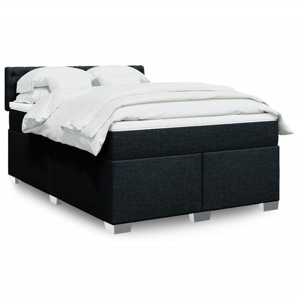 vidaXL Posteľný rám boxspring s matracom čierny 140x200 cm látka