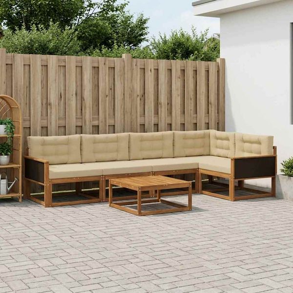 vidaXL Záhradná súprava gaučov s vankúšom 6 pcs Prírodná a béžová