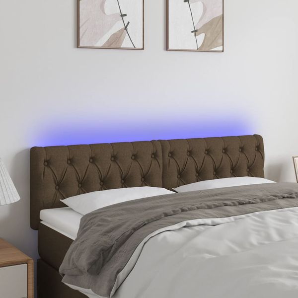 vidaXL Čelo postele s LED tmavohendé 160x7x78/88 cm látka