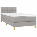 vidaXL Posteľ boxsping s matracom a LED bledosivá 90x190 cm látka