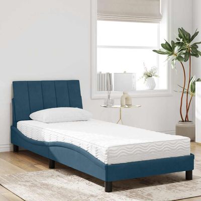 vidaXL Posteľ s matracom Hanko modrý 80x200 cm zamat