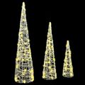 vidaXL Vianočný stromček 3 ks 90 LED Teplá biela 20 x 20 x 80 cm Akryl