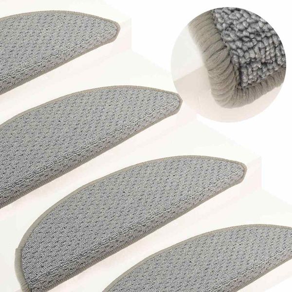 vidaXL Kobercové nášľapy na schody 15 ks sivé 56x17x3 cm
