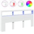 vidaXL Skrinka na čelo postele s LED biela 200x17x102 cm