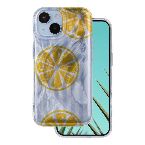 Módne letné puzdro pre iPhone 12 / 12 Pro 6,1" citrónové